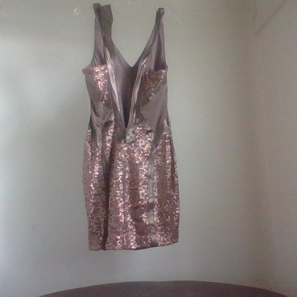 Bebe  xs bronze/gold leather/sequin dress